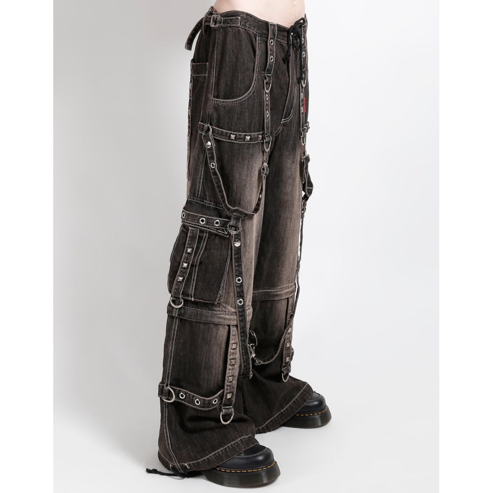 Tripp NYC - Denim Strap Dirty Wash Wijde broek - Zwart